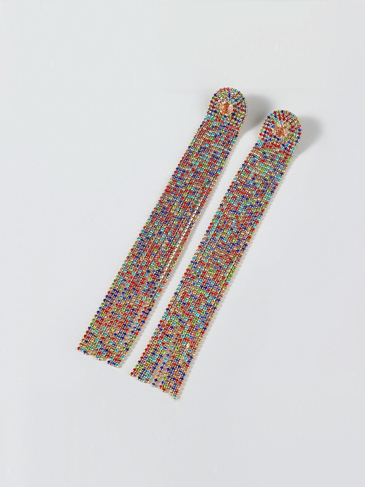 NOLA MULTI CRYSTAL TASSEL EARRINGS FOR PARTY