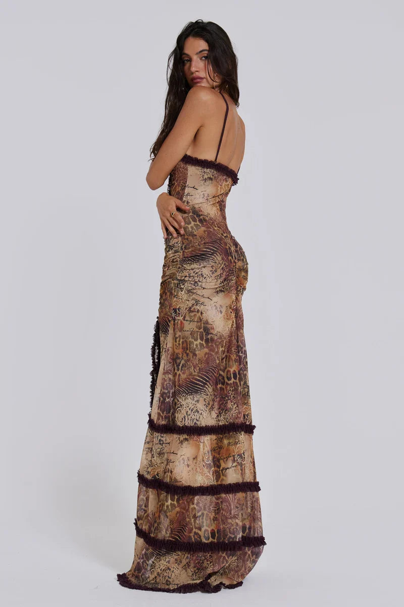 LEOPARD PRINT MAXI DRESS - BOHO CASUAL