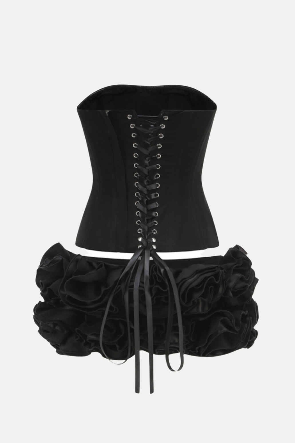 NUALA LACE UP TWO PIECE SET - BLACK GO-TO OCCASION