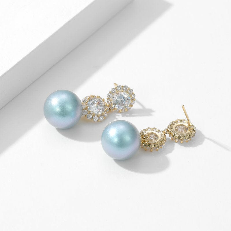 PEARL & ZIRCON FLOWER DROP EARRINGS FOR WEDDING