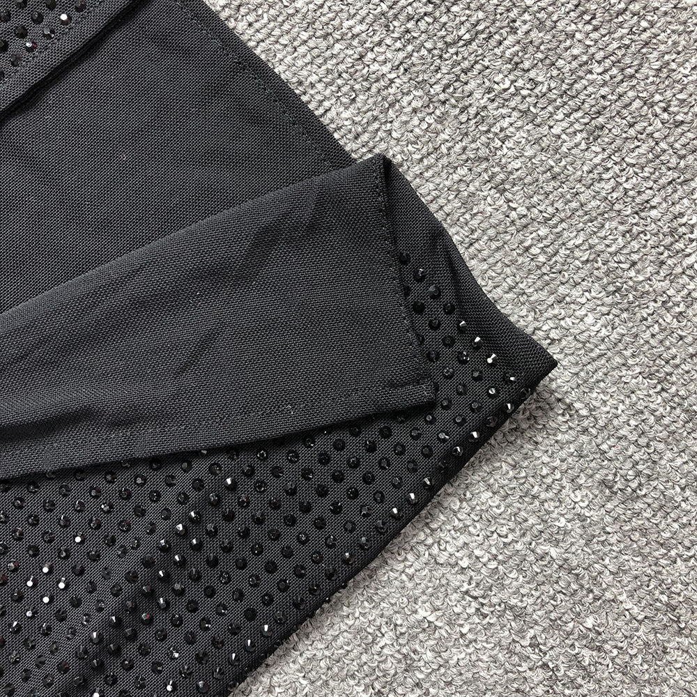 STRAPLESS BLACK RHINESTONE MAXI DRESS FOR EVENTS