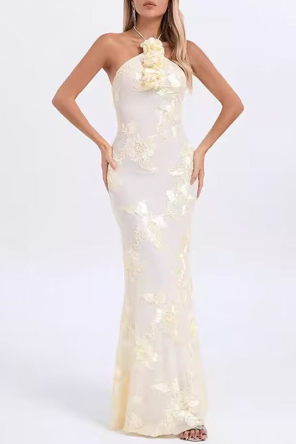 NEFERTITI PALE YELLOW BACKLESS TULLE PARTY MINI DRESS