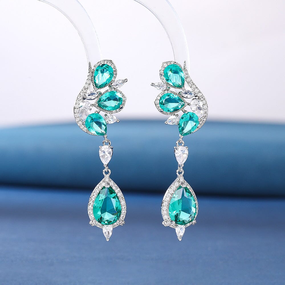 14K GOLD BUTTERFLY TOPAZ DROP EARRINGS FOR WEDDING