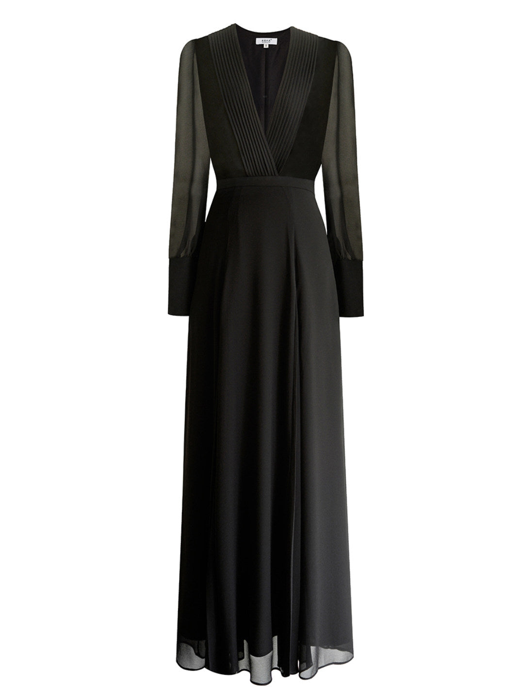 BLACK V-NECK MAXI DRESS, LONG SLEEVES, WEDDING GUEST