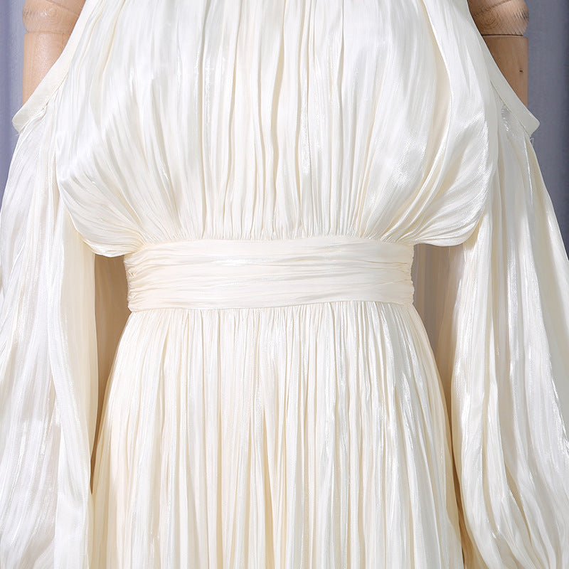 ASHLEY APRICOT OFF SHOULDER PUFF SLEEVE MAXI DRESS