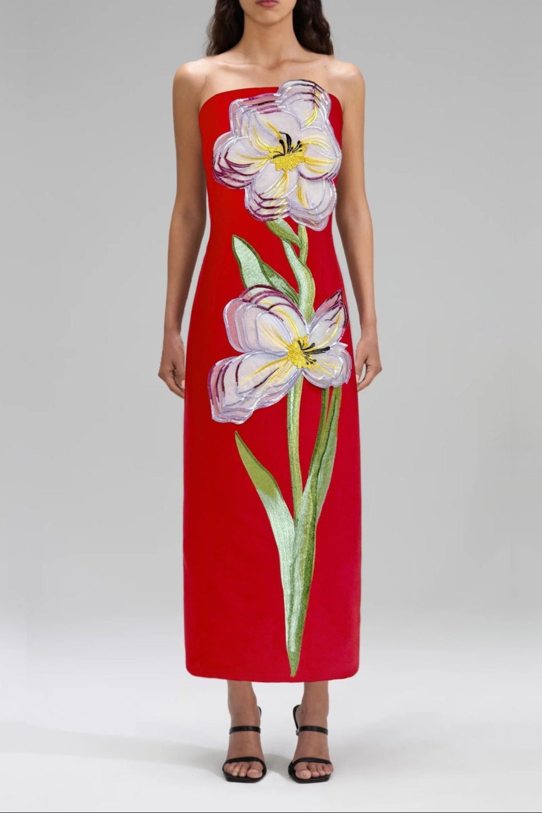 SUZANNE RED FLORAL BUSTIER MAXI DRESS, BOHO WEDDING
