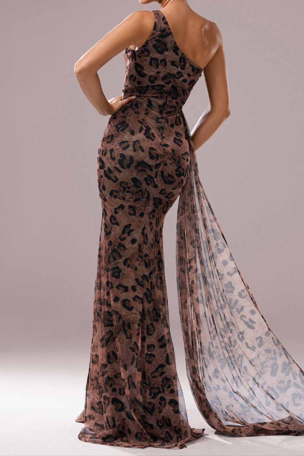 JOCELYN ONE-SHOULDER FEATHER HIGH SLIT MAXI DRESS