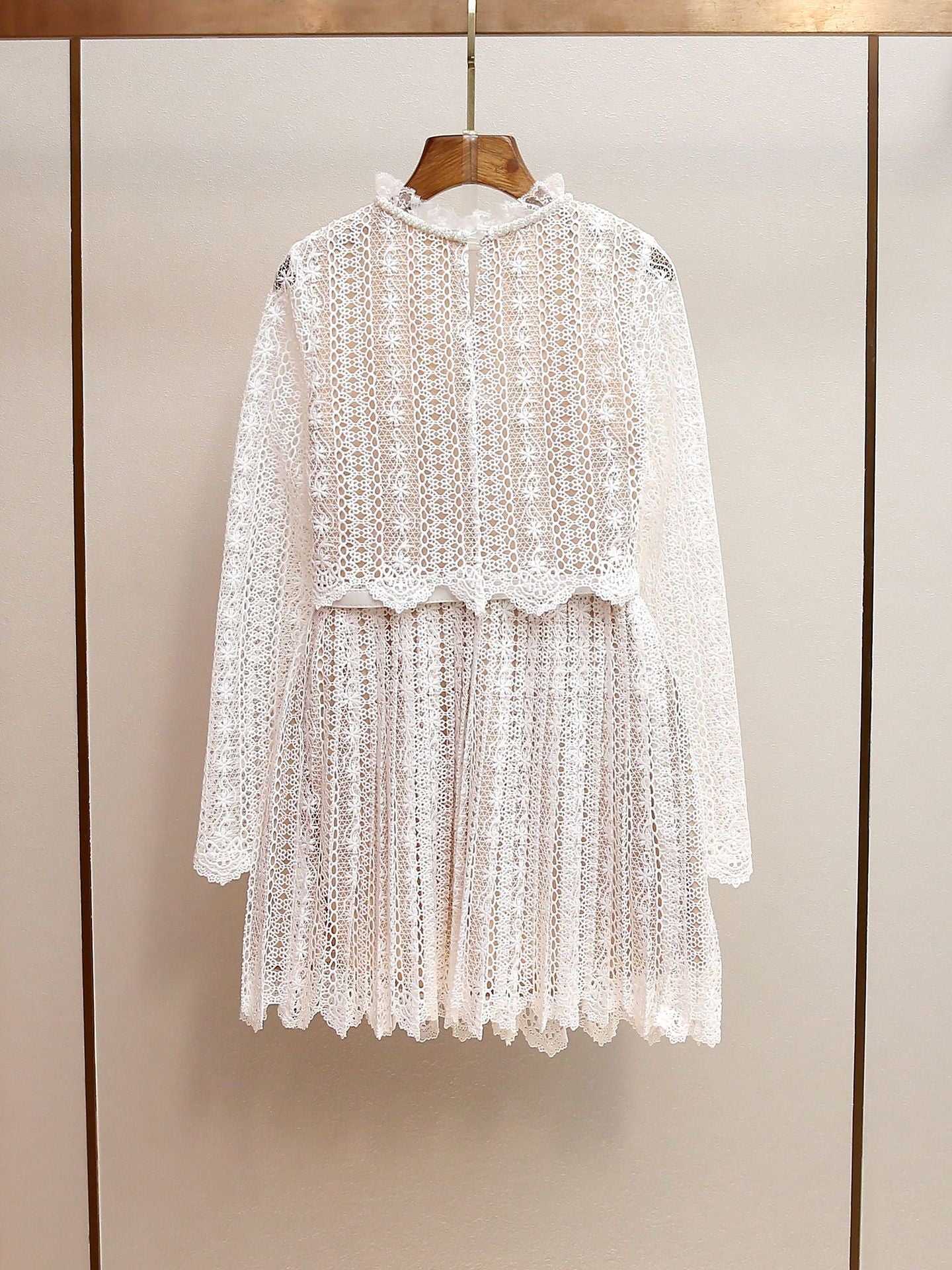 ODELETTE CREAM LACE MINI DRESS FOR WEDDING GUEST