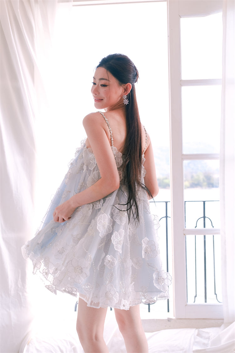 TUTU LIGHT BLUE SLEEVELESS FLOWER DOLL DRESS