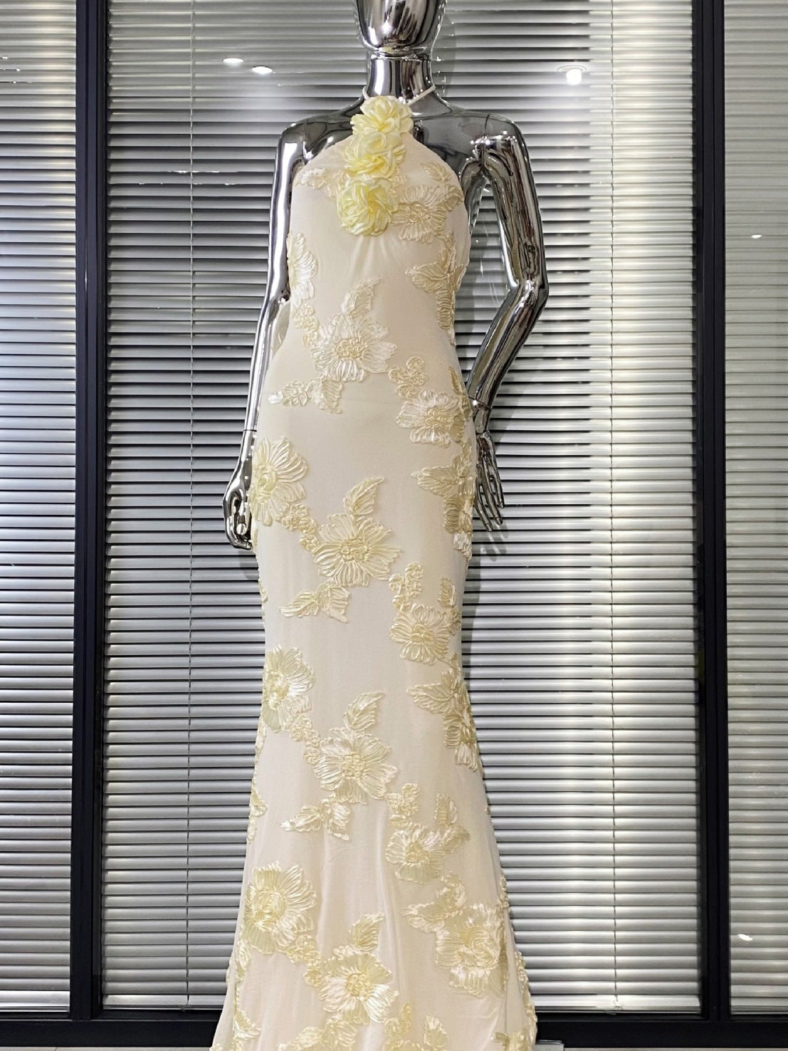 NEFERTITI PALE YELLOW BACKLESS TULLE PARTY MINI DRESS