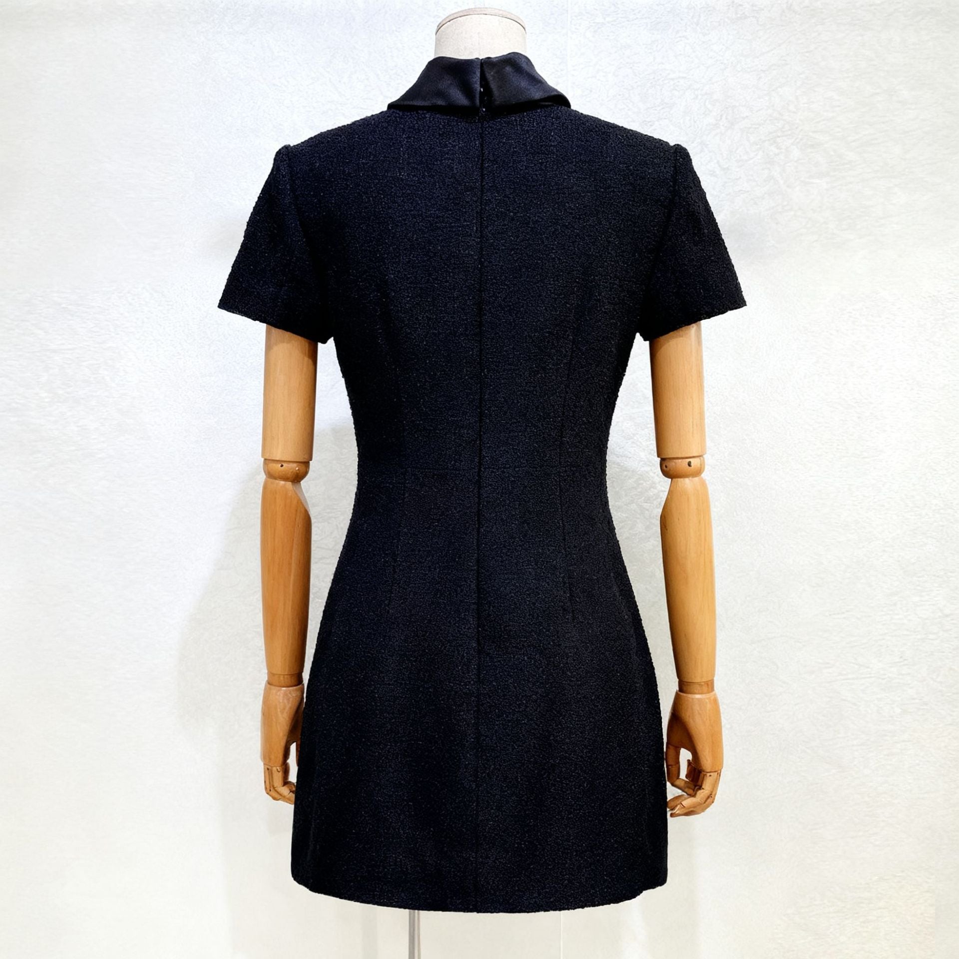 TABITHA BOUCLE TWEED MINI DRESS IN BLACK