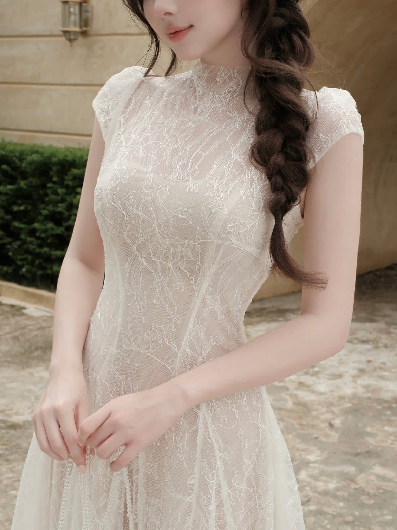 LACE SEQUIN A-LINE MIDI DRESS FOR PARTY