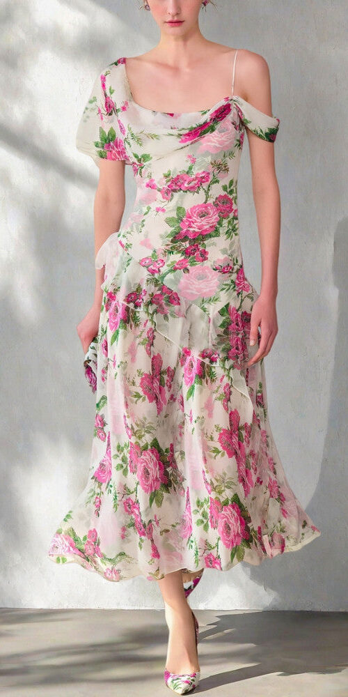 white off-the-shoulder floral printed midi dress white off-the-shoulder floral printed midi dress