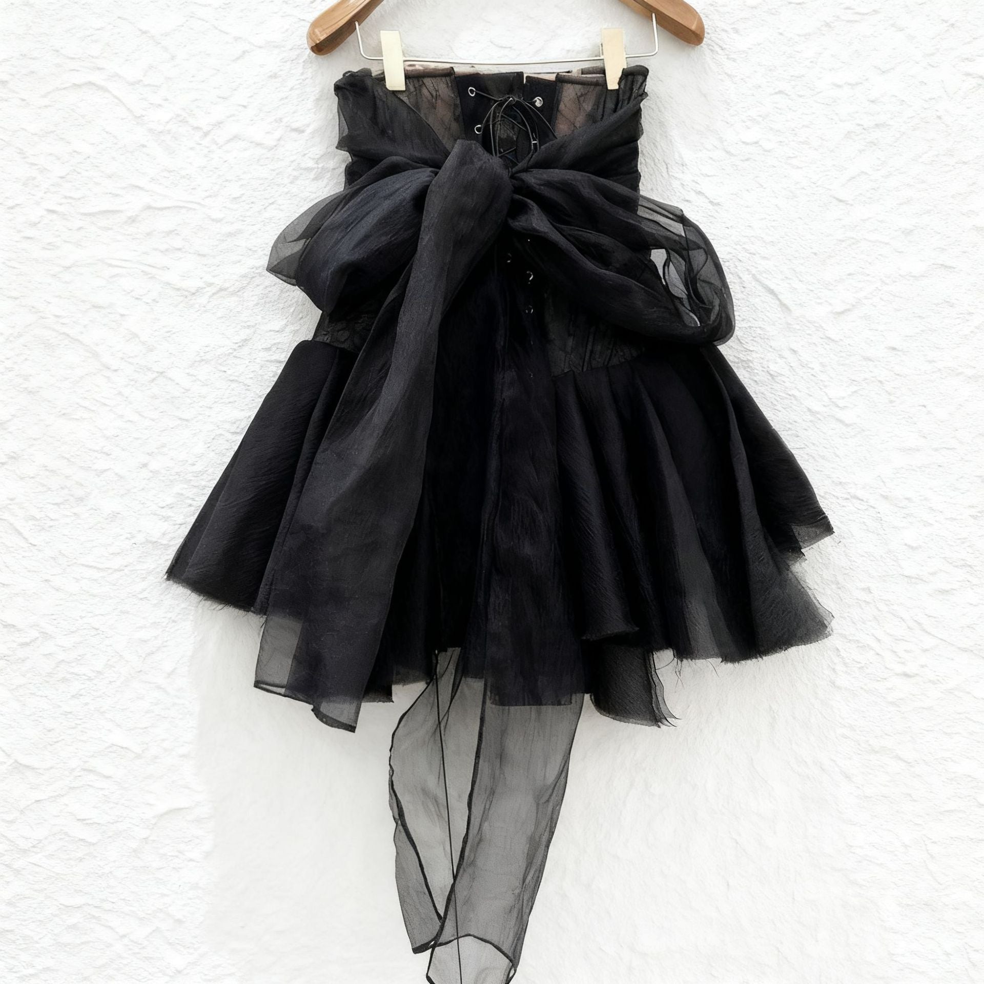 AMELIA HALTER CROSS STRAP TUBE MINI DRESS BLACK