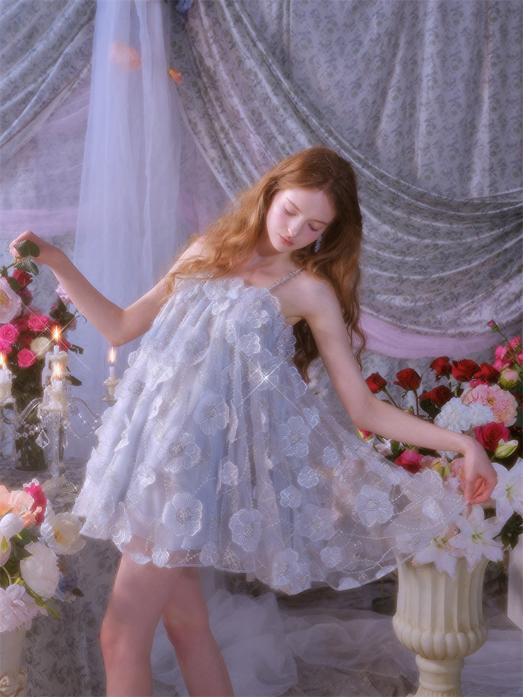 TUTU LIGHT BLUE SLEEVELESS FLOWER DOLL DRESS