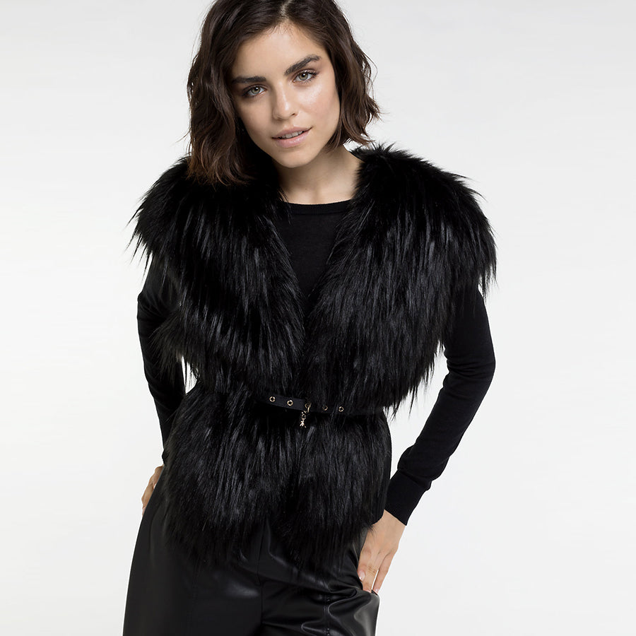 FAUX FUR PATCHWORK VEST FOR FALL