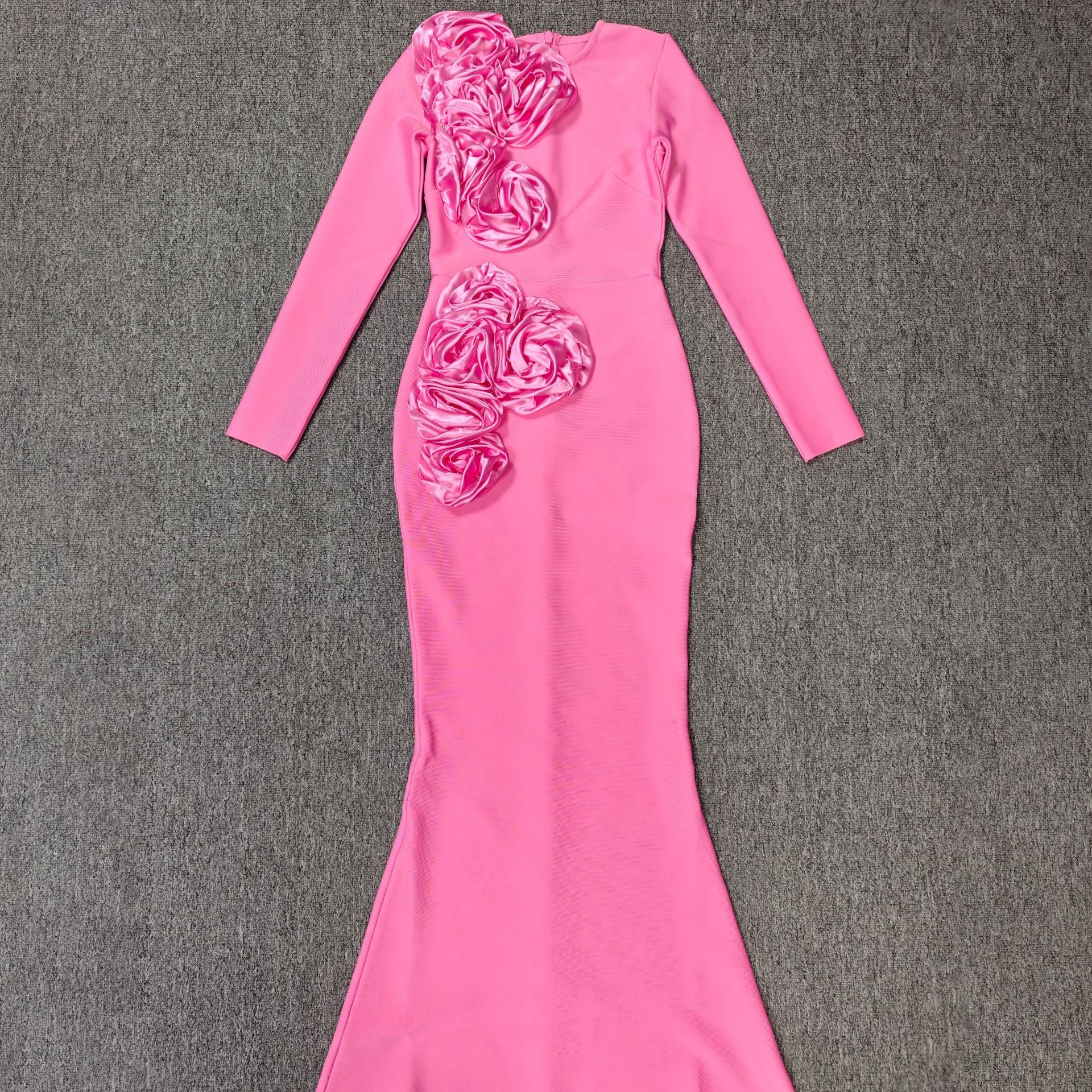 SALLY 3D FLOWER BANDAGE MAXI DRESS PINK