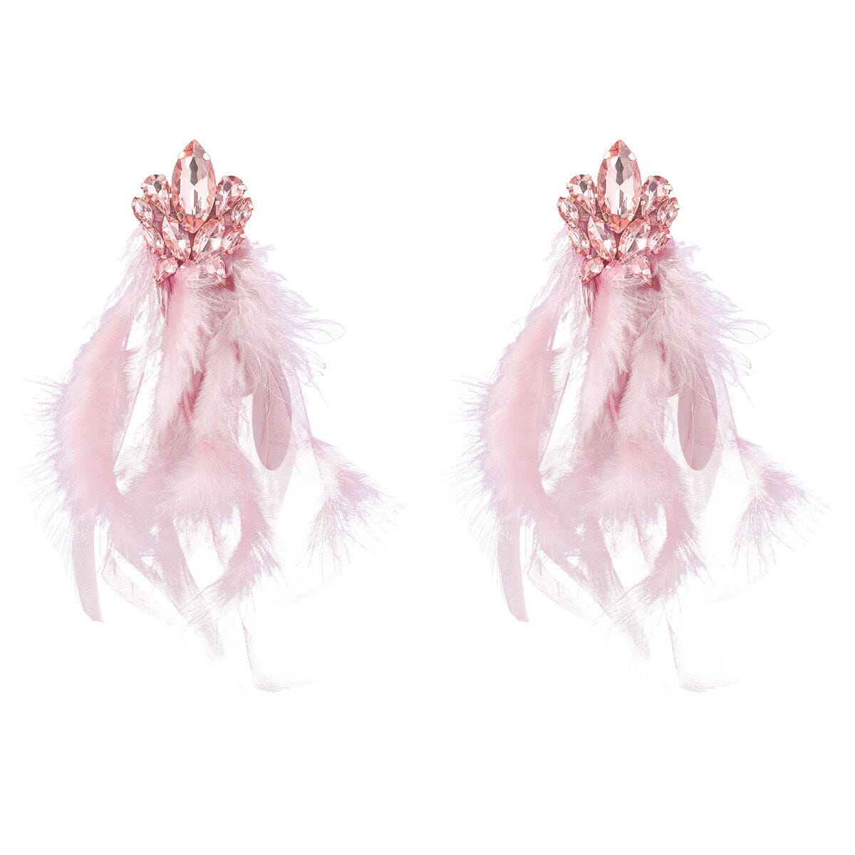 RHINESTONE FEATHER DROP EARRINGS FOR PARTY