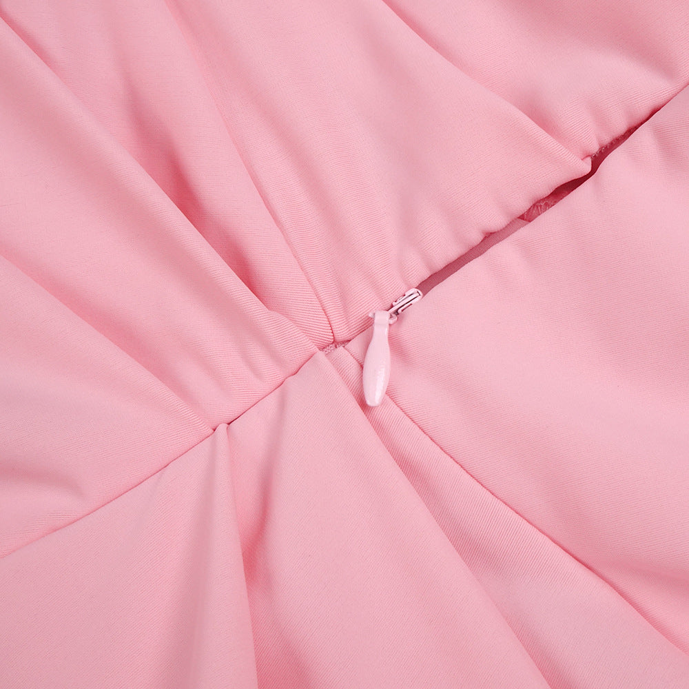 BESS ONE-SHOULDER SLANT MAXI DRESS PINK