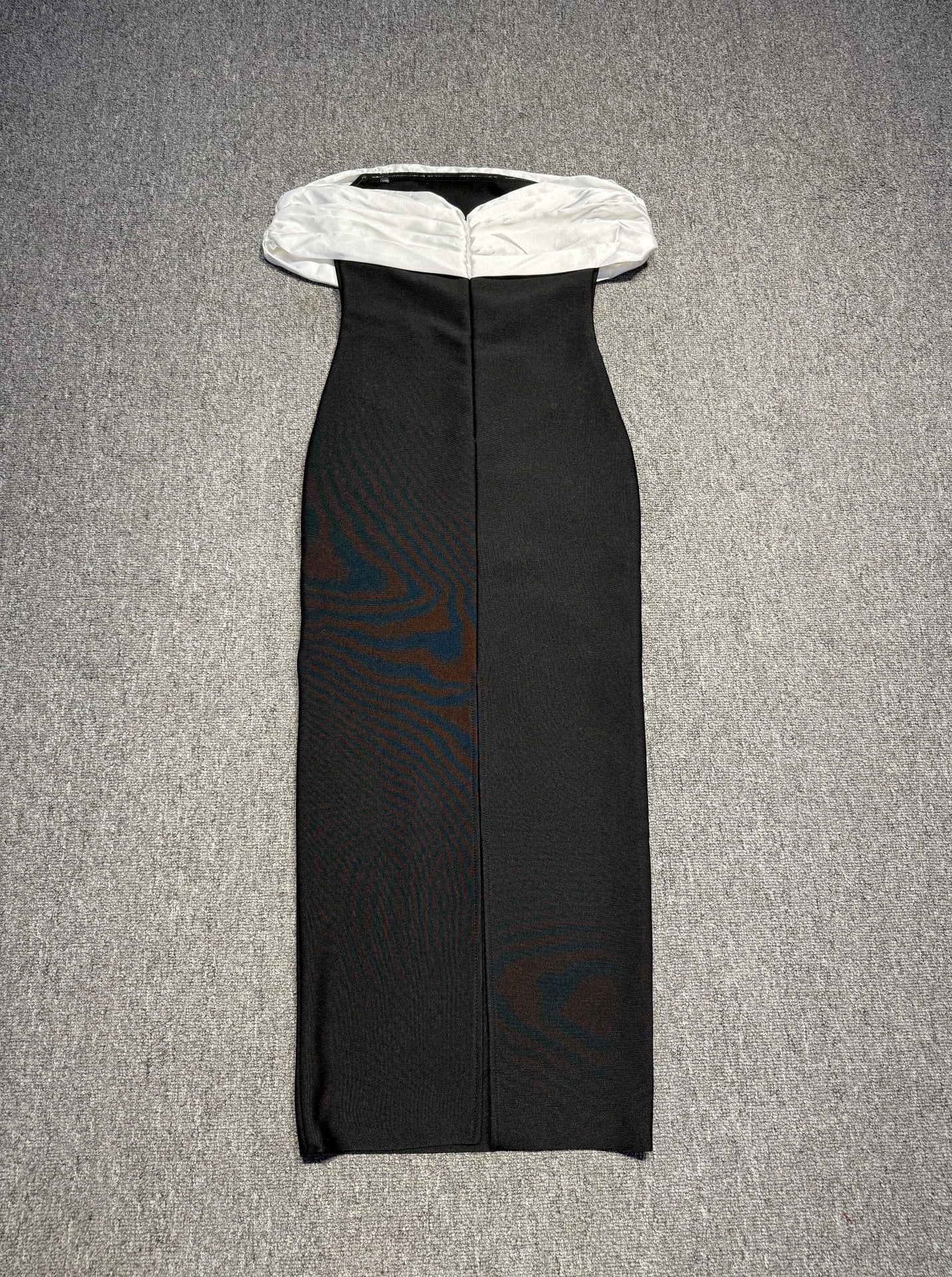 TERESA BEADED RHINESTONE STRAPLESS MIDI DRESS BLACK