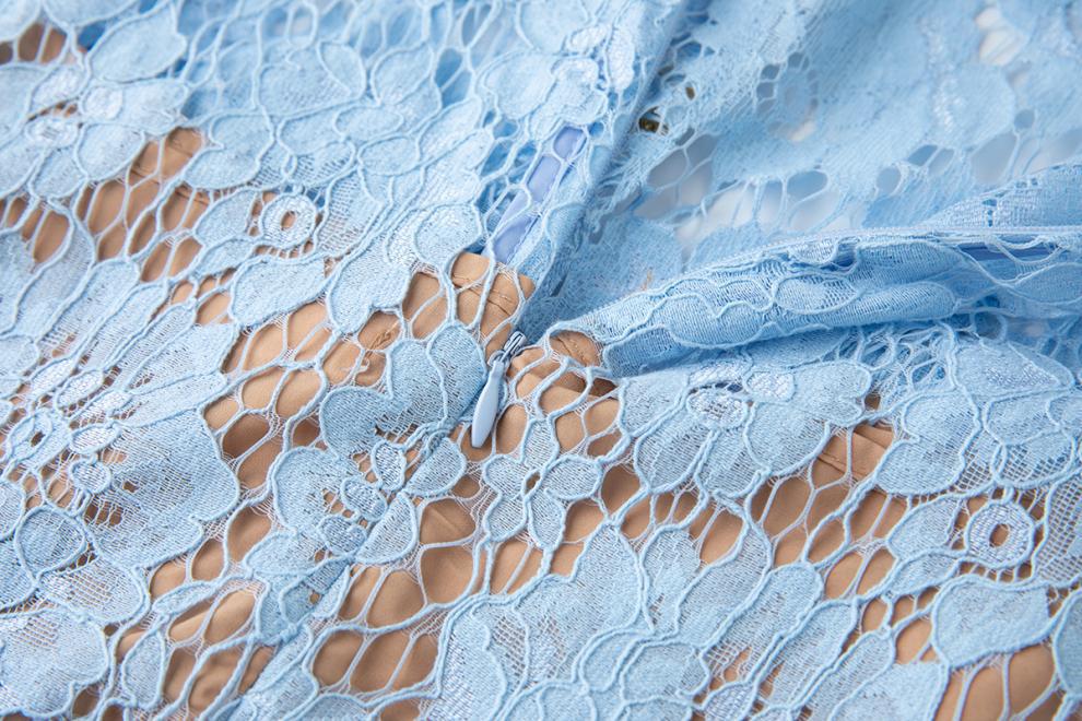 EUNICE BLUE LACE PENCIL MINI DRESS