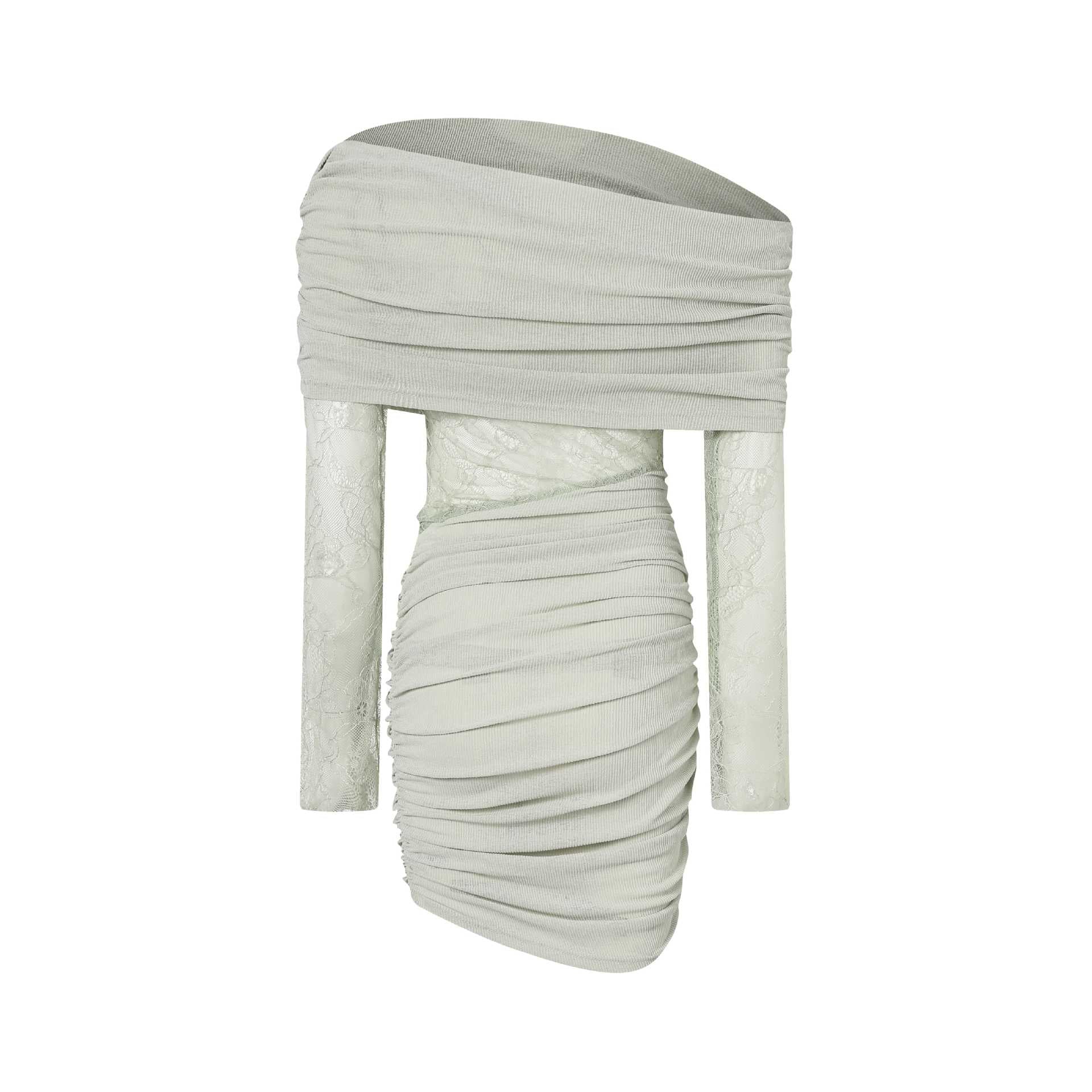 MATCHA LACE STRAPLESS KNIT MINI DRESS