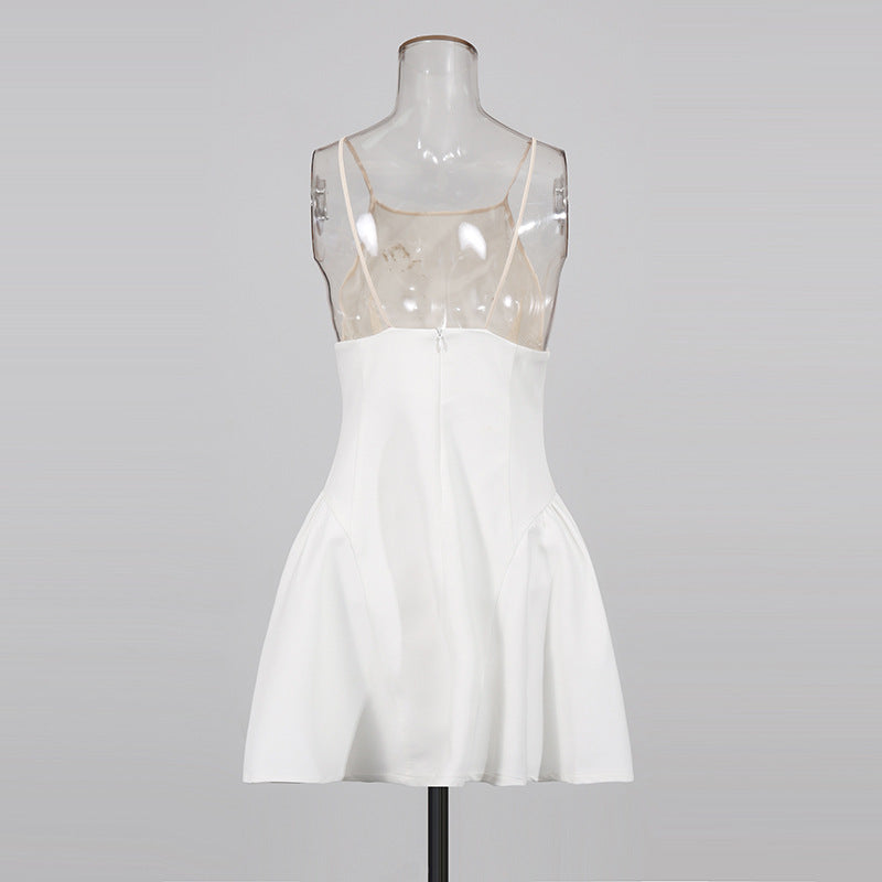 VANESSA WHITE LACE CAPE MINI DRESS FOR WEDDING