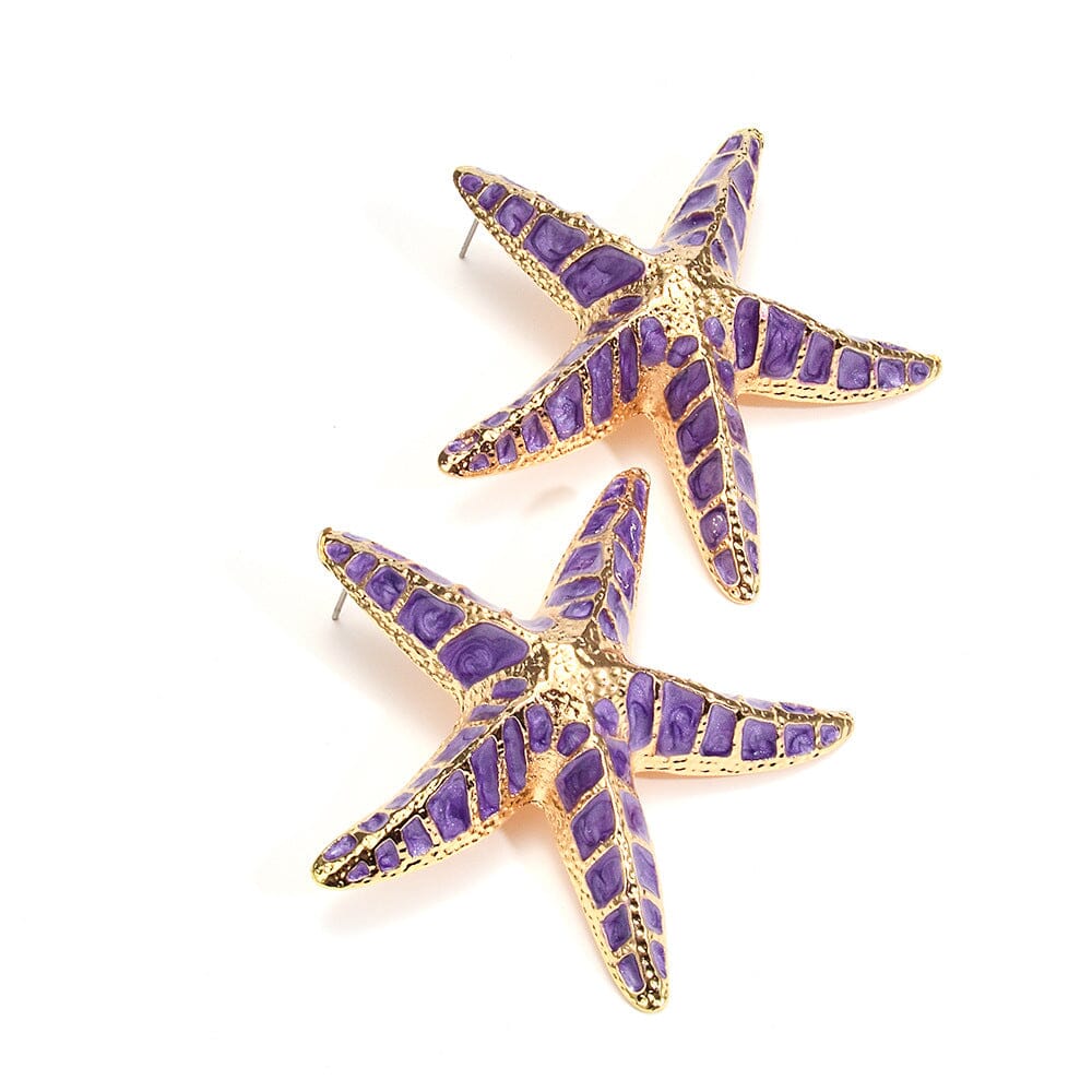 PURPLE STARFISH EARRINGS - BEACH JEWELRY