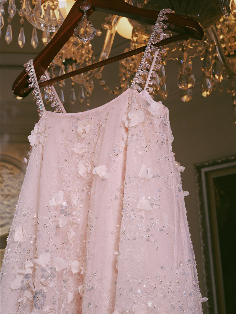 ZOLA PINK EMBROIDERED LOOSE DOLL PARTY DRESS