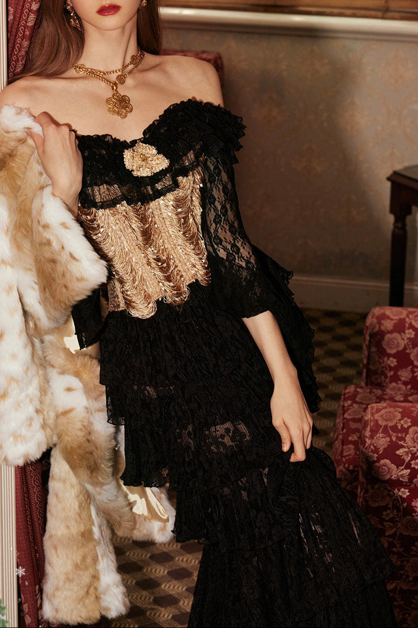 VINTAGE FISHBONE CORSET GOWN FOR ANNUAL MEETING