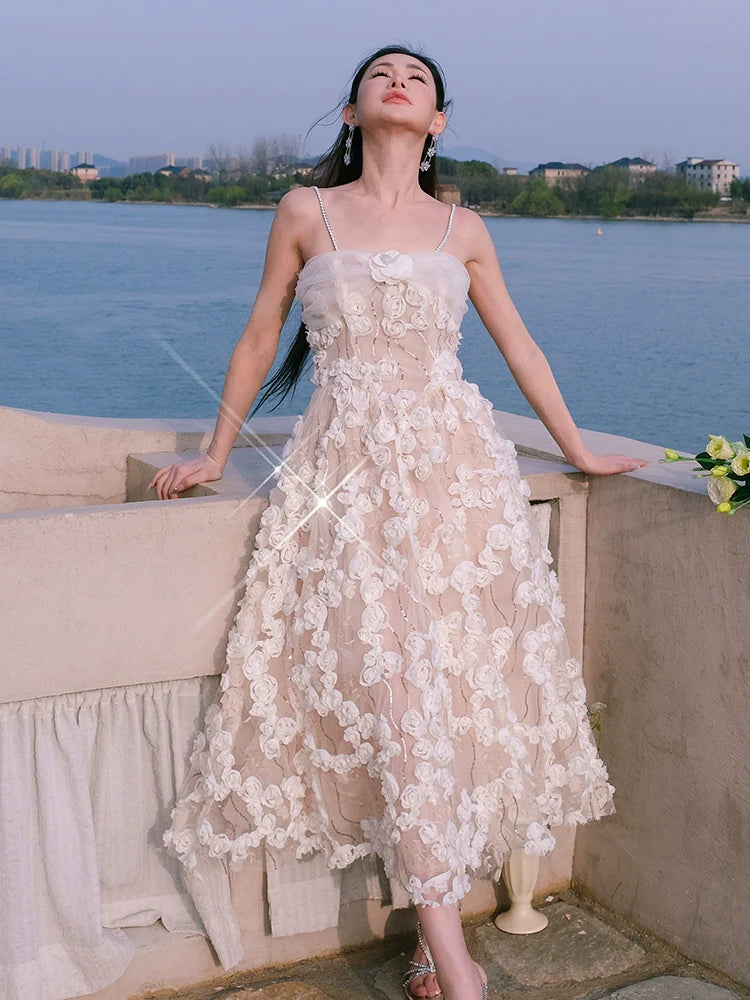 LEAH SLEEVELESS FLORAL MIDI DRESS FOR WEDDING