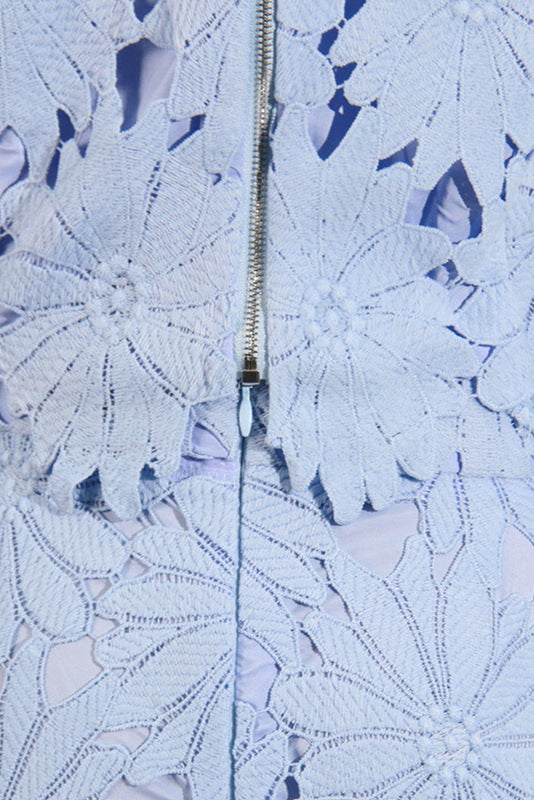 LACE EMBROIDERED BLUE TWO-PIECE SET, MAXI SKIRT, BOHO