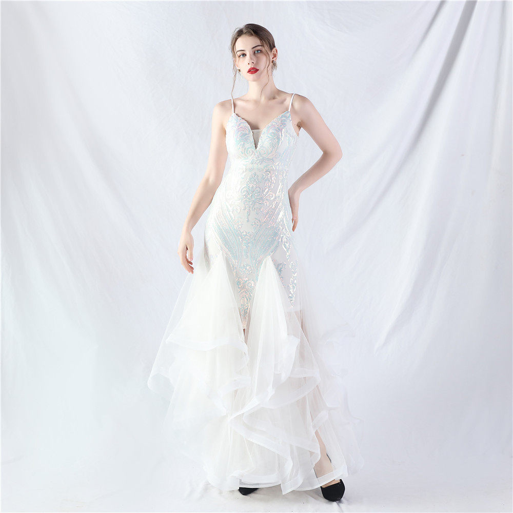 SEQUIN TULLE MAXI DRESS FOR WEDDING GUEST