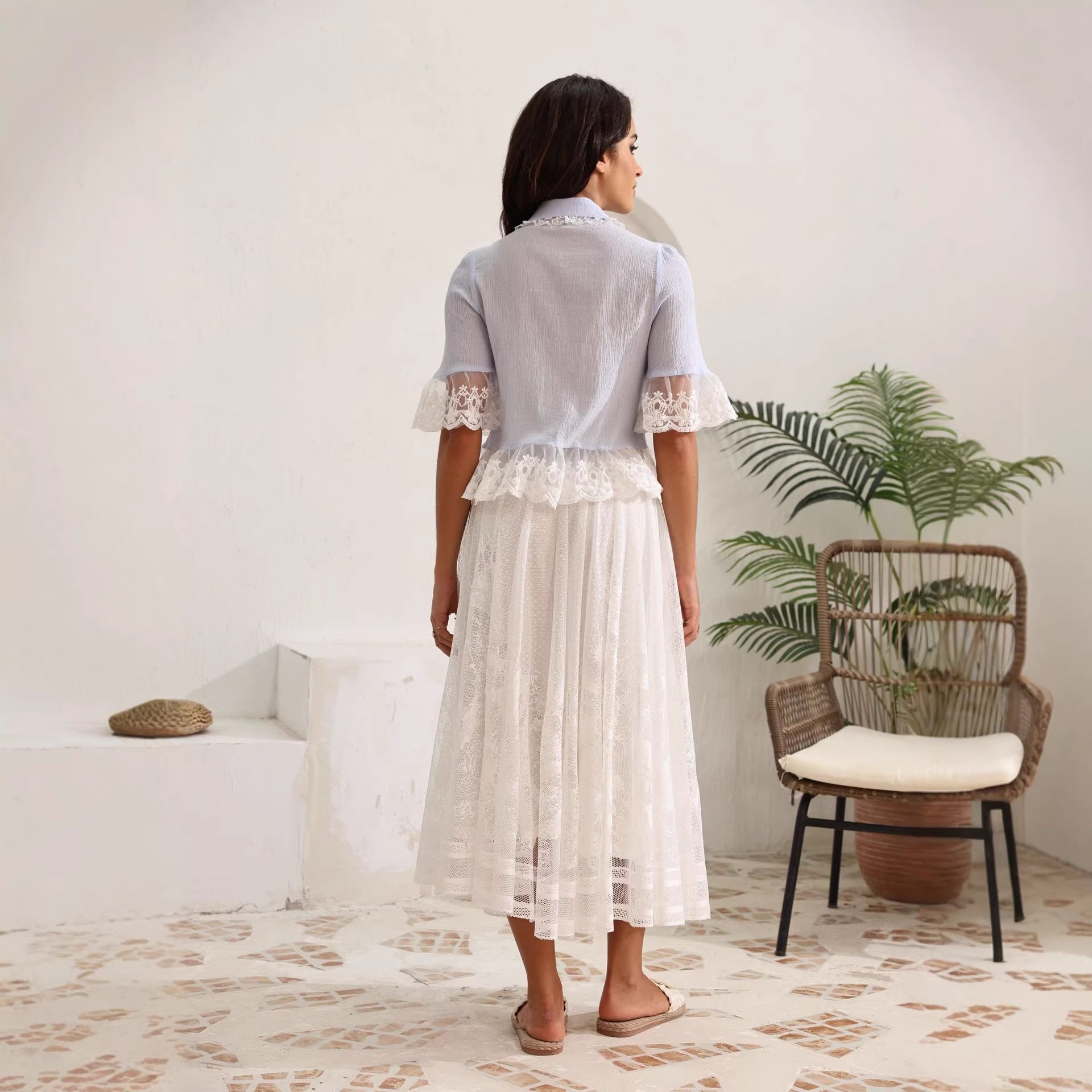 JACQUARD MESH A-LINE SKIRT FOR PARTY