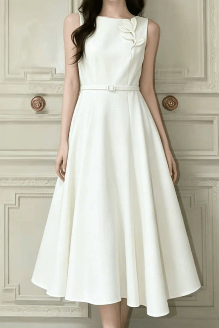 BLUSH 3D FLORAL SLEEVELESS MIDI FORMAL DRESS
