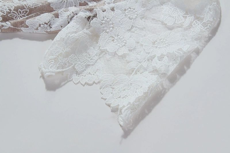 V-NECK LACE MINI DRESS WHITE WEDDING SHOWER