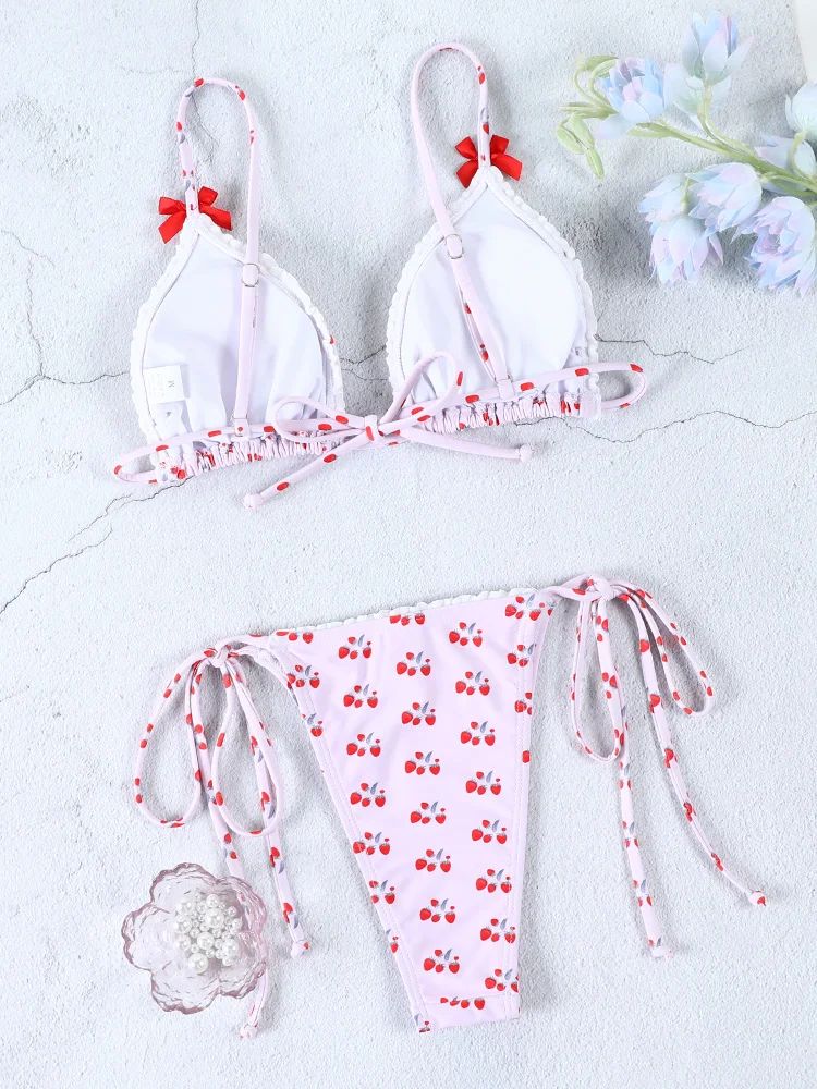 JAYNE CHERRY PRINT BIKINI SET - VINTAGE BEACH SWIMWEAR