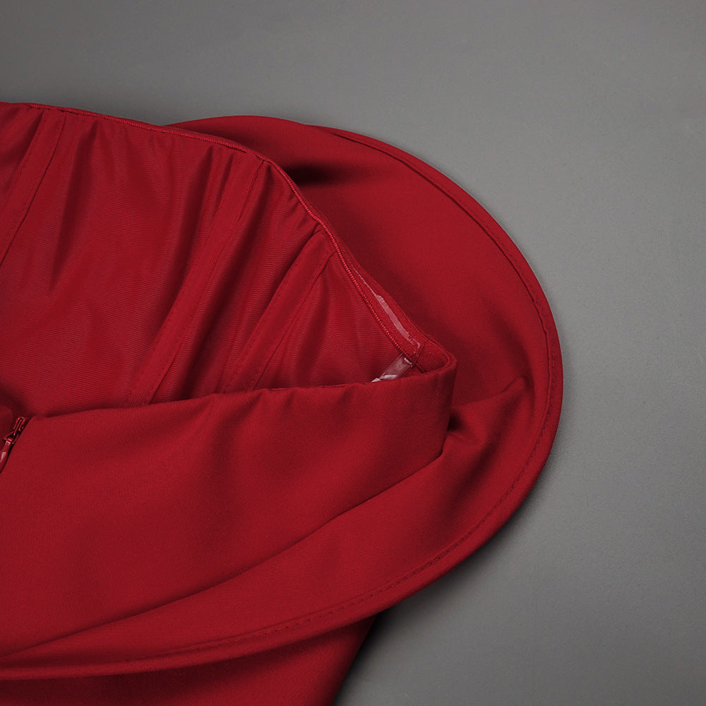 SCULPTURAL RED ROSE MINI DRESS FOR EVENTS