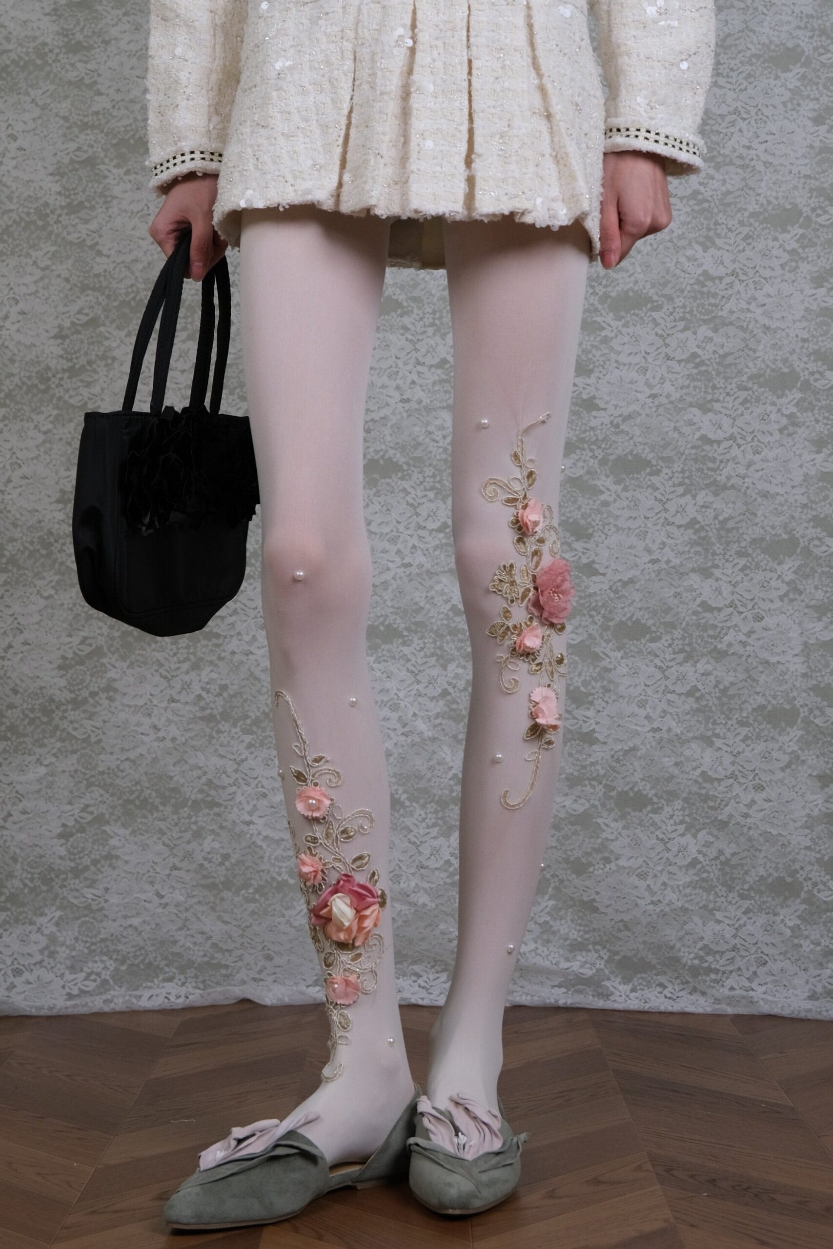 O1CN014Kz26x2B1q990ZQ23__4611686018427387335-0-item_pic SHEER WHITE FLORAL EMBROIDERED TIGHTS, 3D PEARL BRIDAL HOSIERY