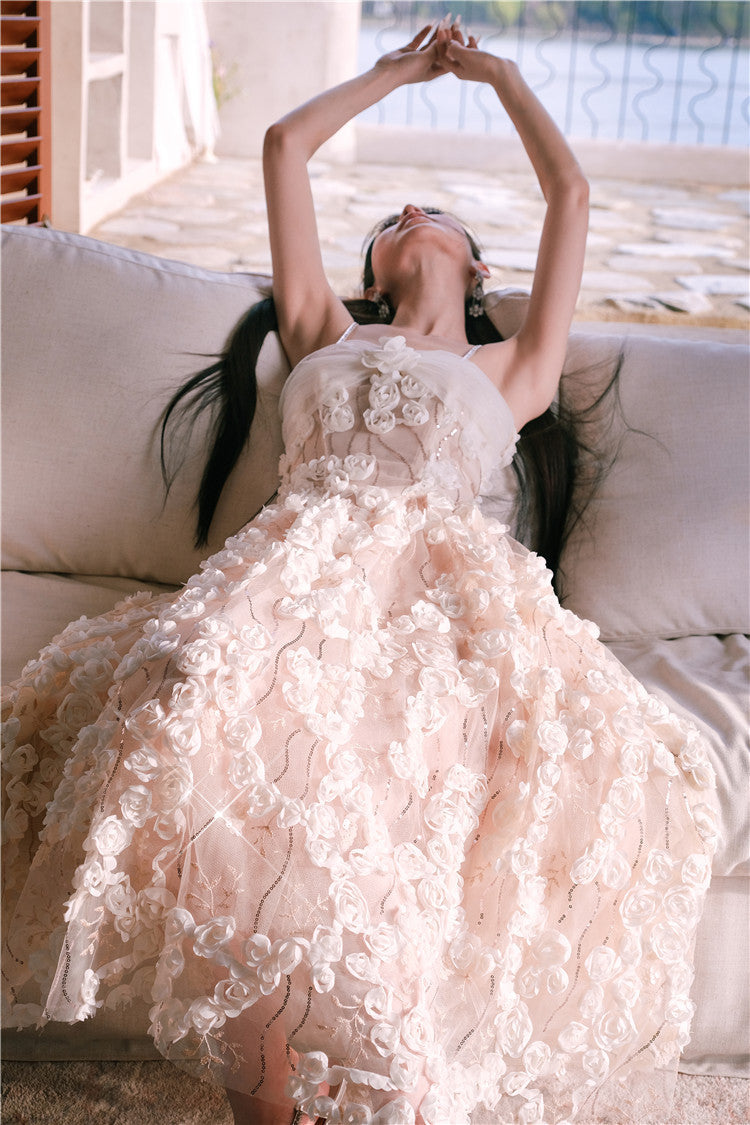 LEAH SLEEVELESS FLORAL MIDI DRESS FOR WEDDING