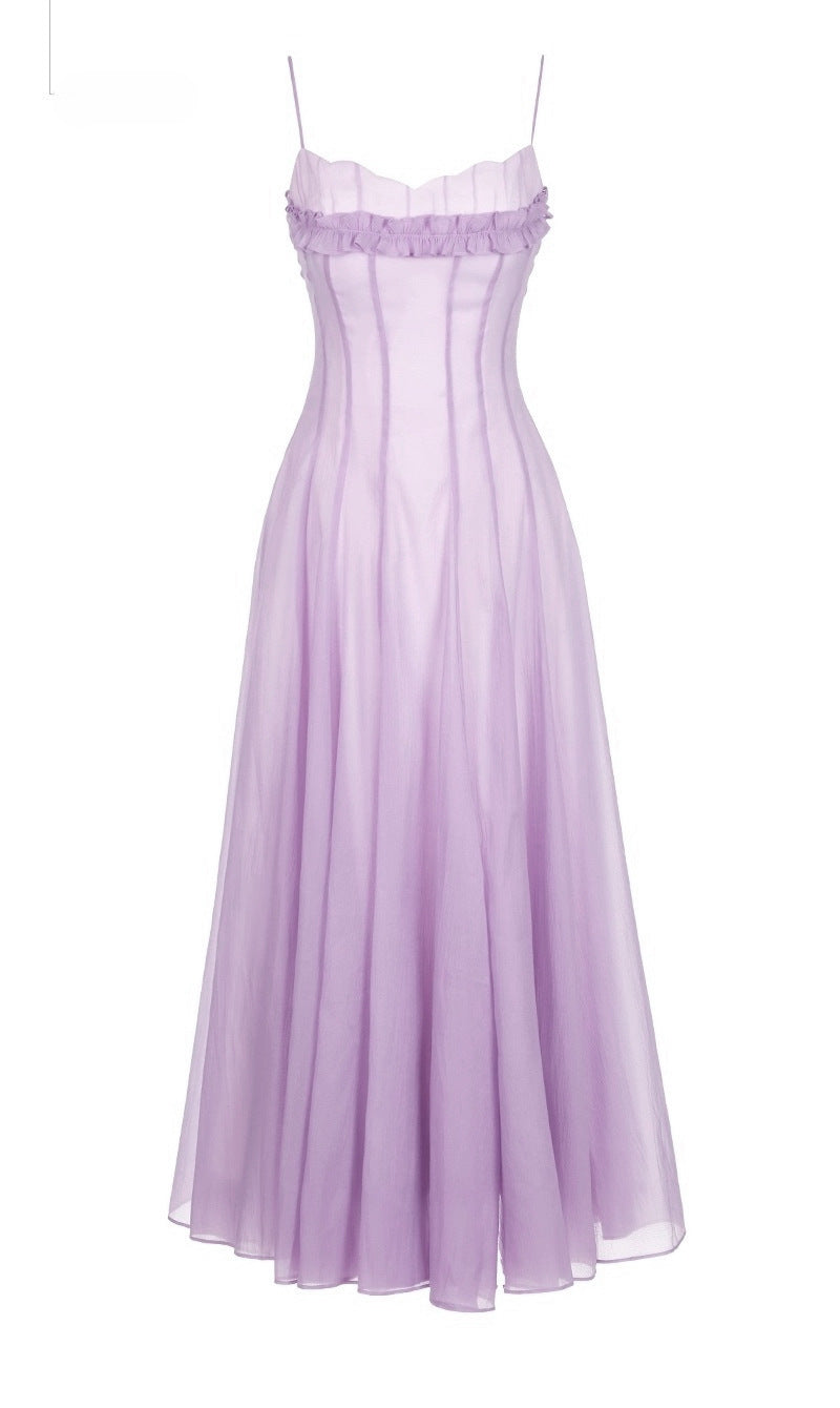 PURPLE CHIFFON WRAP MAXI DRESS FOR EVENING