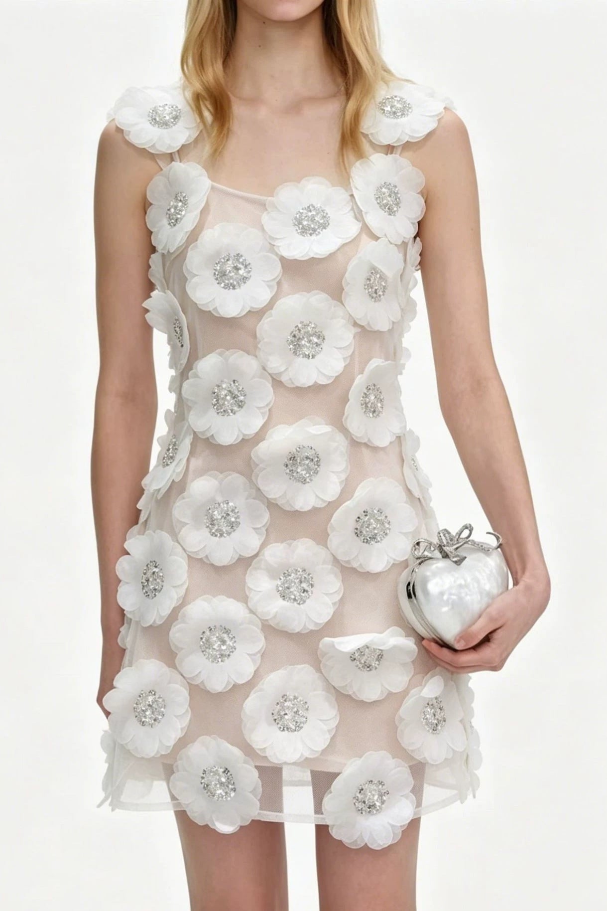 O1CN014mIb9K1qinNzkcrjC__2222067565530-0-cib LOLA RHINESTONE 3D FLOWER MINI DRESS - WHITE