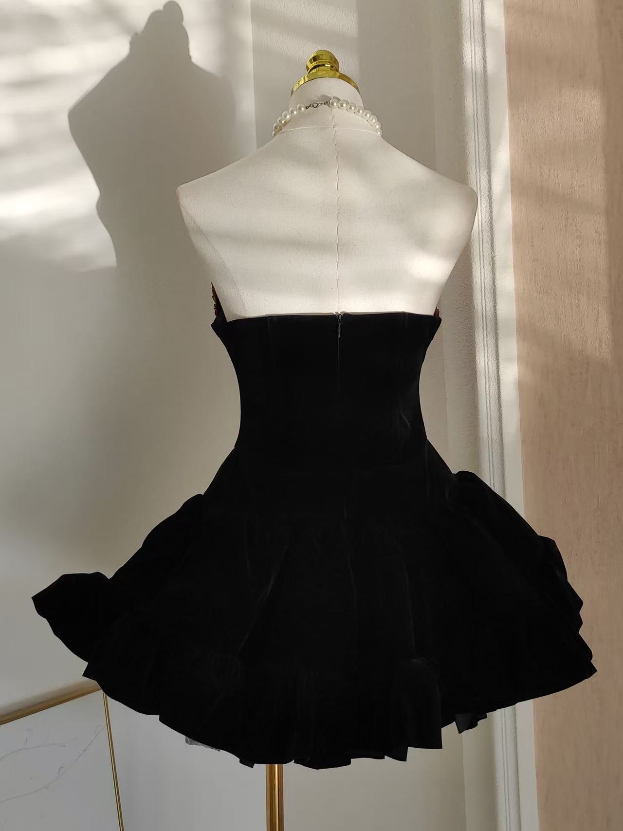 EVANGELINE SEQUIN MINI DRESS BLACK PARTY COCKTAIL