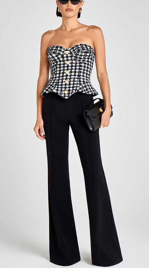 roberta black check Tweed Sequin top roberta black check Tweed Sequin top