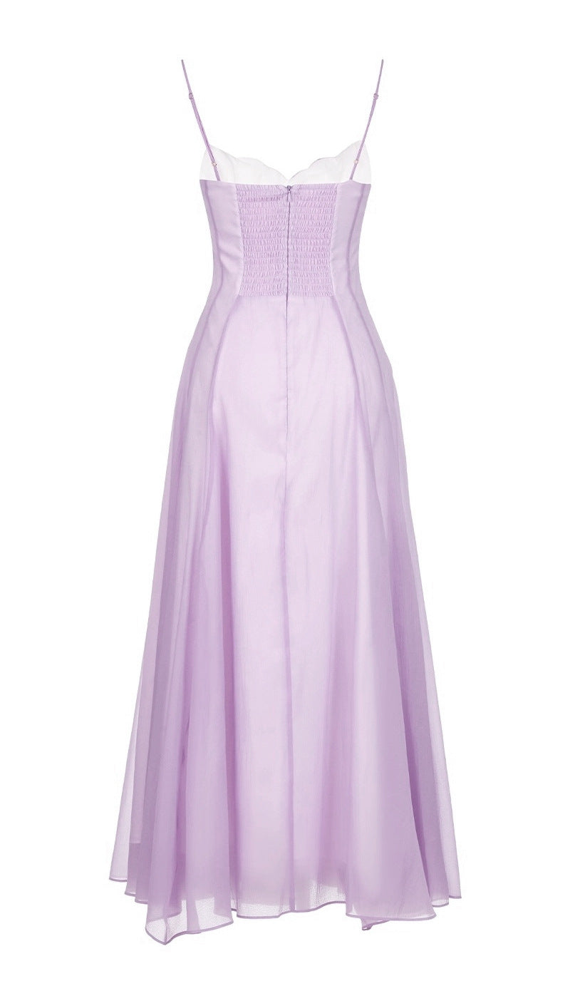 PURPLE CHIFFON WRAP MAXI DRESS FOR EVENING