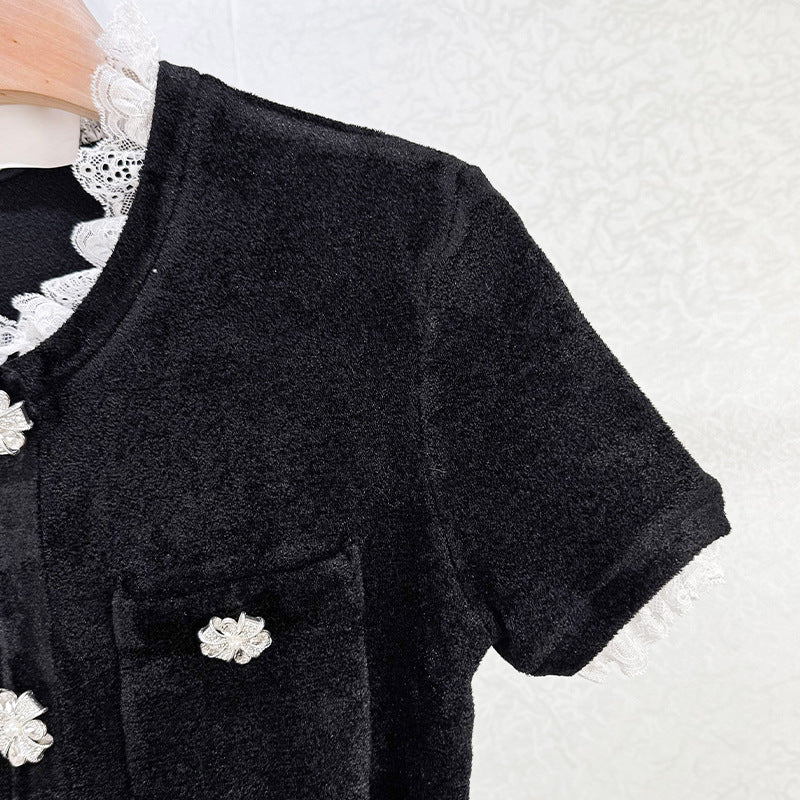 KAMA BLACK CHENILLE KNIT MIDI DRESS