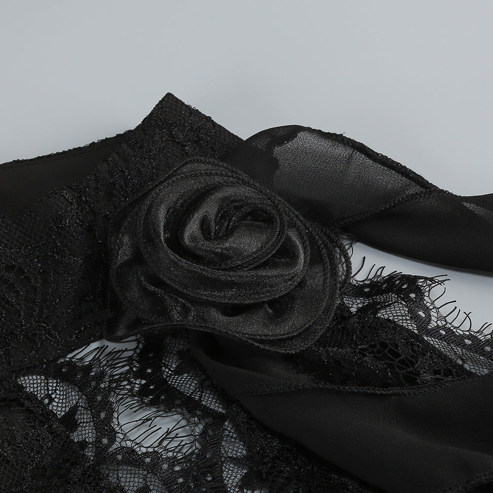HULDA BLACK COTTON LACE MAXI DRESS FOR EVENTS