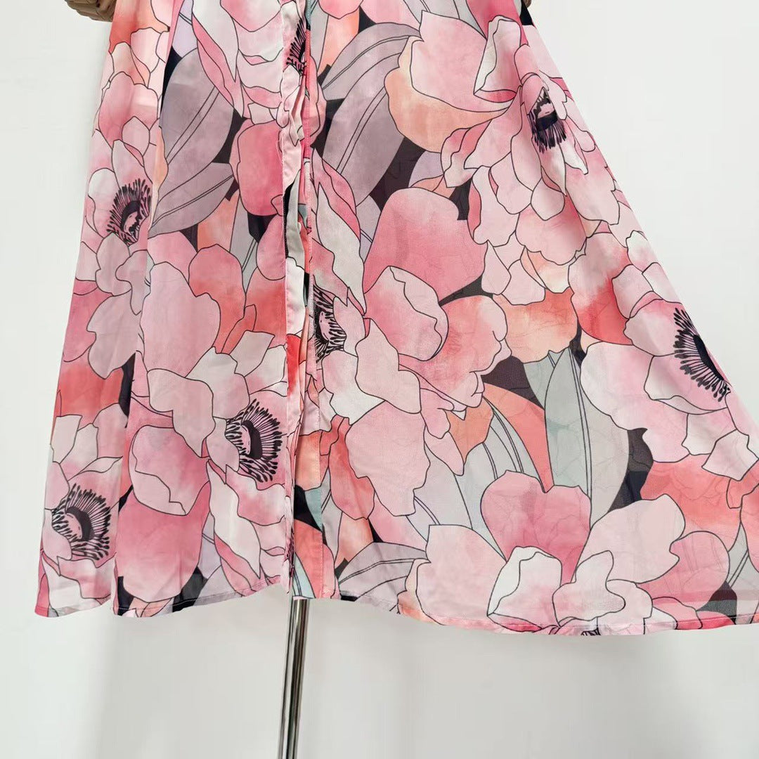 FLORAL SILK ORGANZA MAXI DRESS FOR WEDDINGS