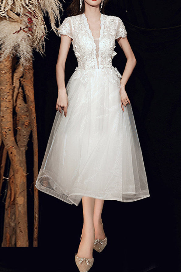 3D FLORAL LACE TULLE EVENING GOWN, FLOOR-LENGTH
