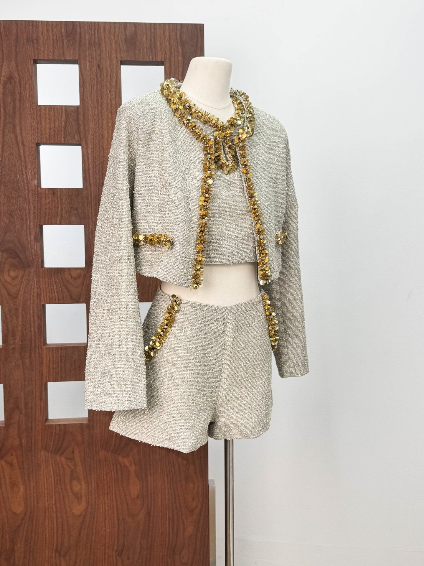 EVANGELINE SEQUIN JACKET APRICOT PARTY BLAZER
